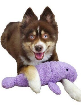 Lavender Manatee Fleece Dog Toy - Durable Double-Stitched Squeaker & Crinkle Toy